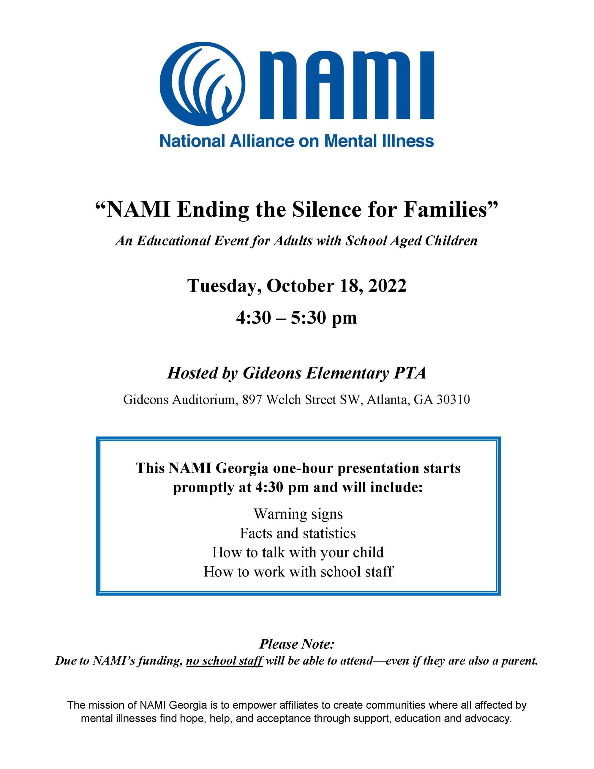 NAMI Event October 18th